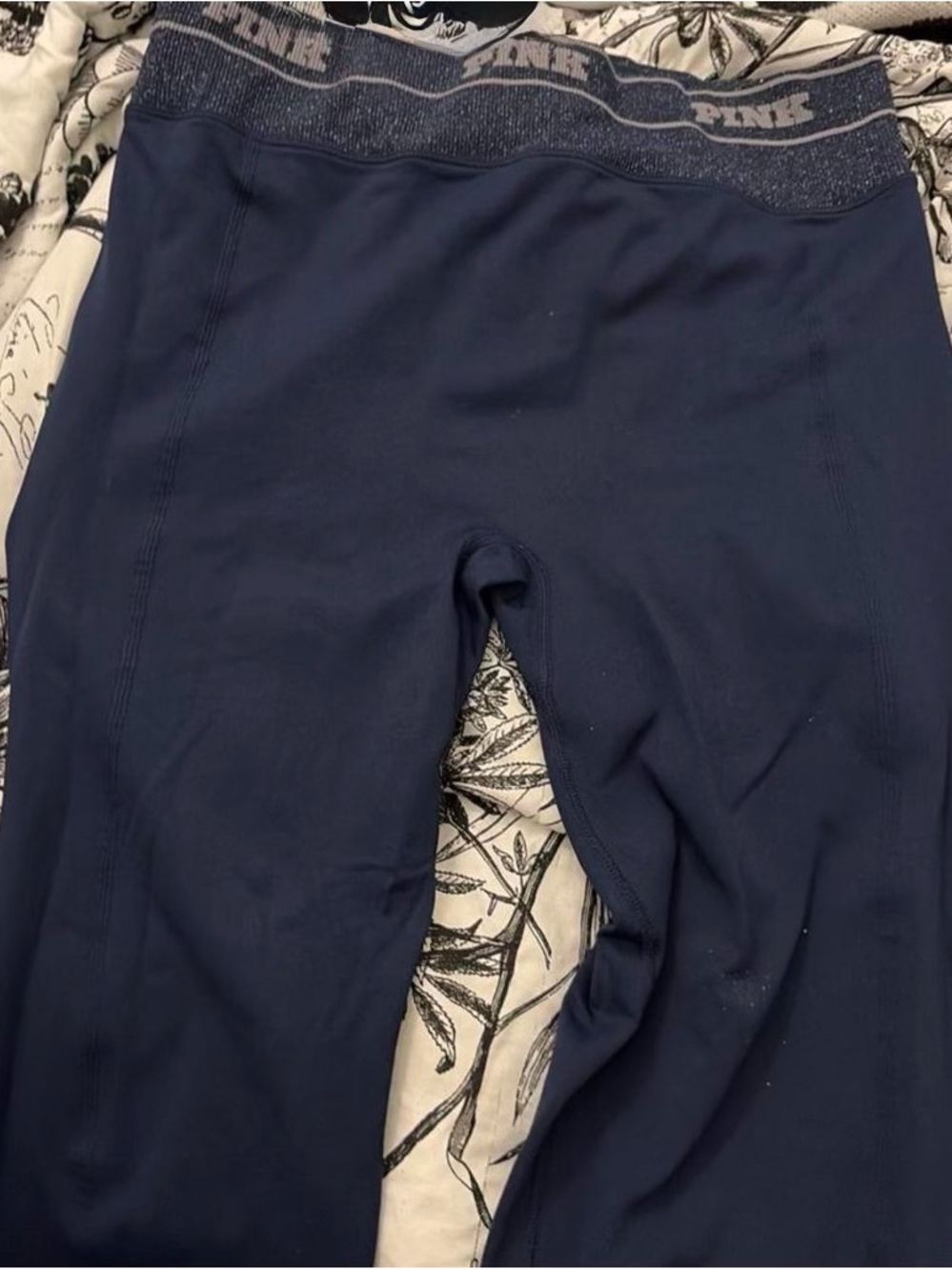 PINK Victoria's Secret Navy Girls' Leggings with Logo Waistband - Picture 1 of 3
